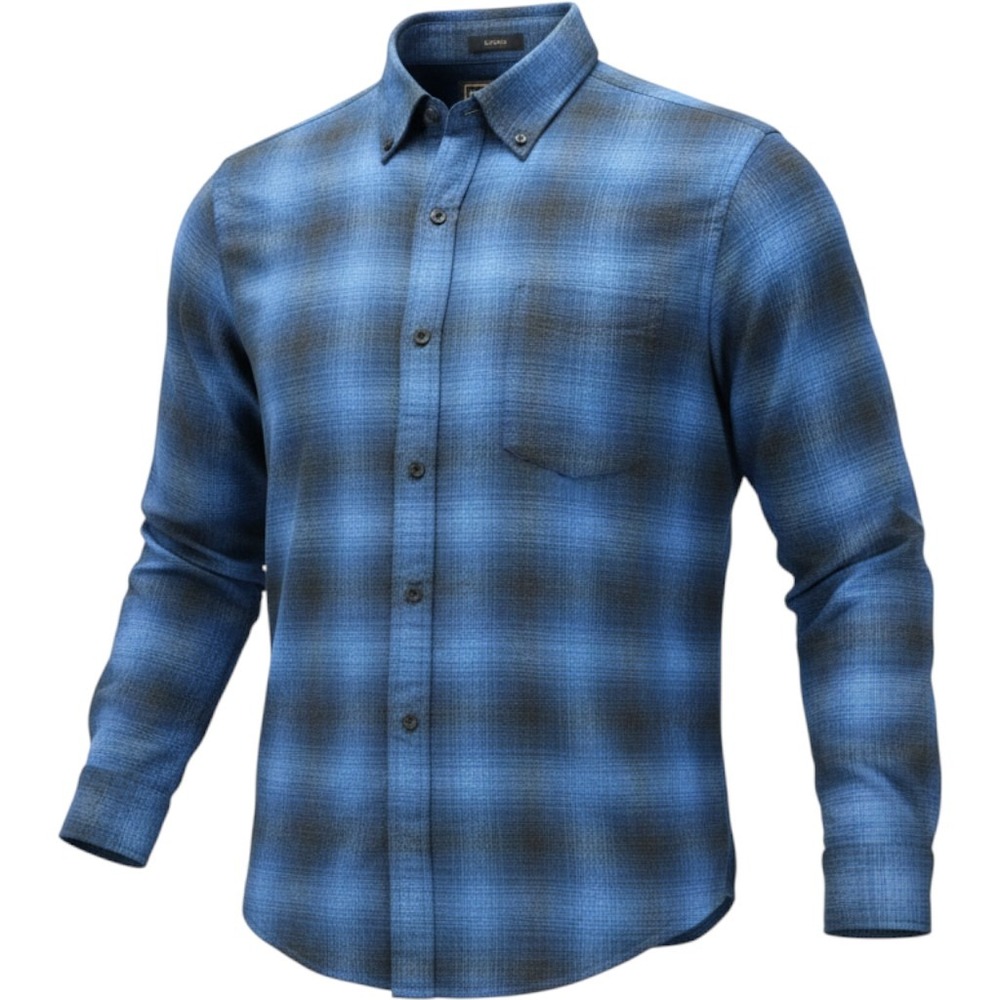Pendleton Mason Blue Black Ombre Plaid Flannel Button Down Shirt Mens Medium